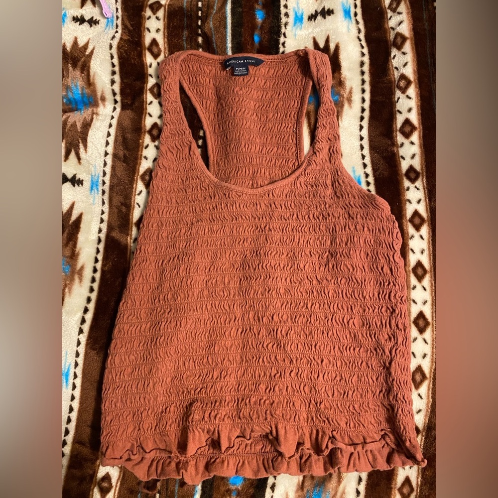 American Eagle Outfitters Textured Rust Tank Top